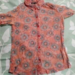 Mexx Floral Coral and Black Button Down Shirt